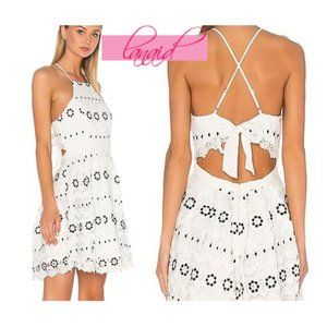 Lovers + Friends Forget Me Not Dress Ivory Crochet Lace Open Cut-Out Back Skater